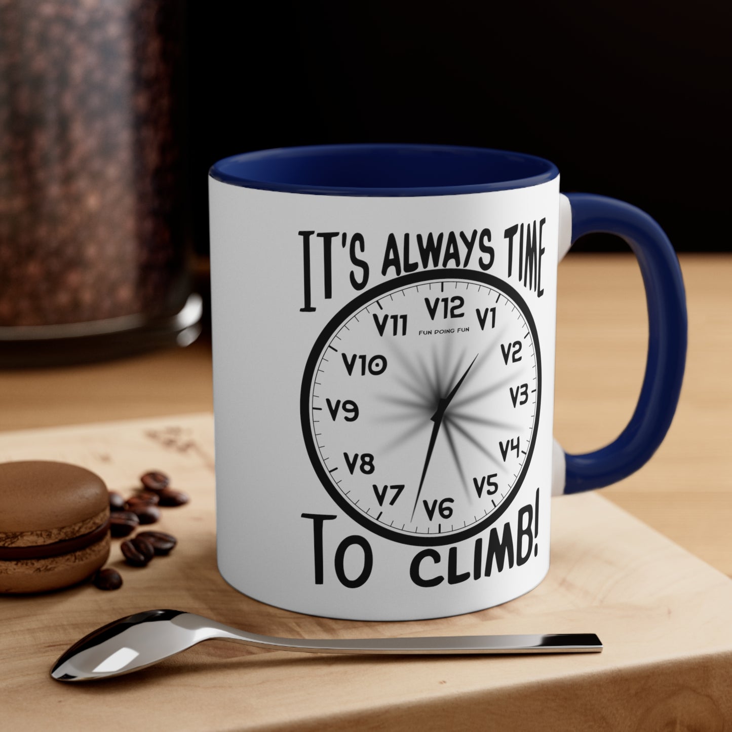 It's Always Time To Climb! - Bouldering Grades - Accent Coffee Mug, 11oz