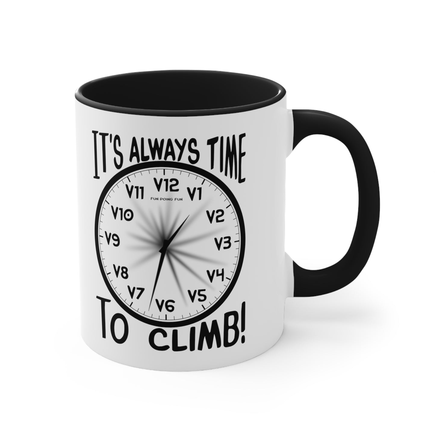 It's Always Time To Climb! - Bouldering Grades - Accent Coffee Mug, 11oz