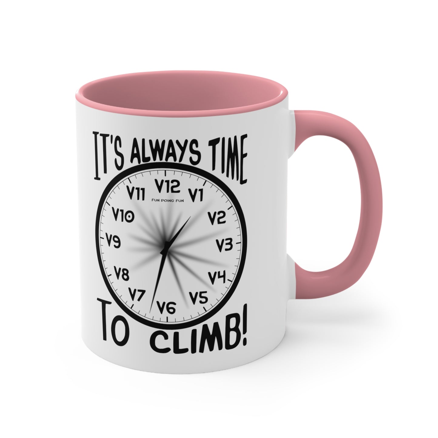 It's Always Time To Climb! - Bouldering Grades - Accent Coffee Mug, 11oz