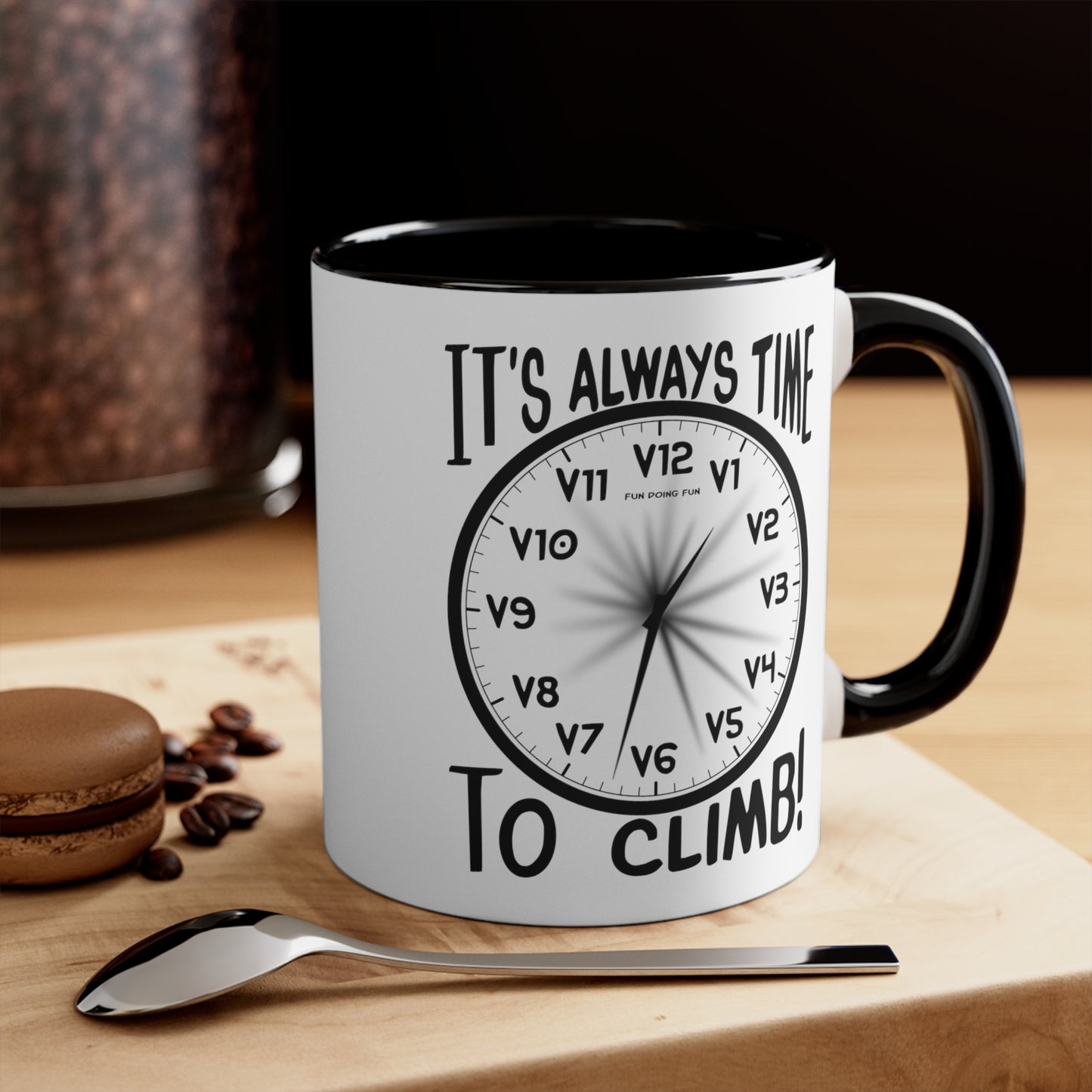 It's Always Time To Climb! - Bouldering Grades - Accent Coffee Mug, 11oz