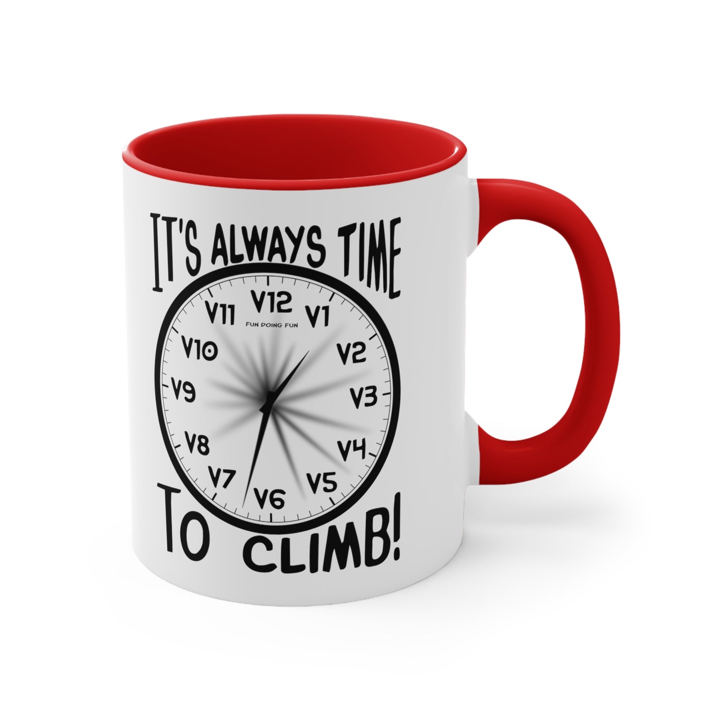It's Always Time To Climb! - Bouldering Grades - Accent Coffee Mug, 11oz
