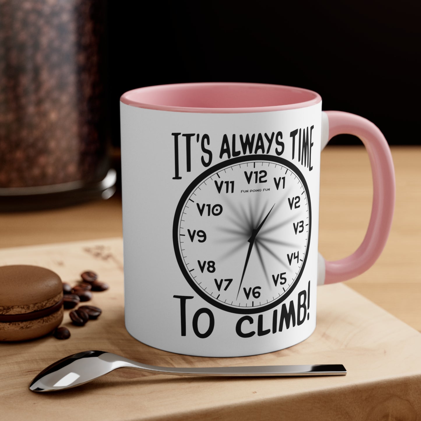 It's Always Time To Climb! - Bouldering Grades - Accent Coffee Mug, 11oz
